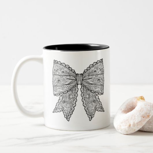 Tasse 2 Couleurs Doodle simple (Avec donut)