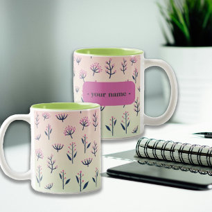 Tasse 2 Couleurs Dorm Decor Joli Mimosa Nom personnalisé
