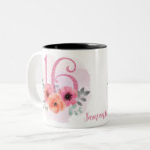 Tasse 2 Couleurs Douce 16 Parties scintillant d'aquarelle rose d'an (Devant gauche)
