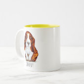 Tasse 2 Couleurs Douce Basset Hound Chin Up (Devant gauche)