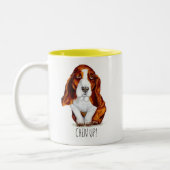 Tasse 2 Couleurs Douce Basset Hound Chin Up (Gauche)
