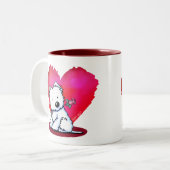 Tasse 2 Couleurs Douce Westie Saint-Valentin (Devant gauche)