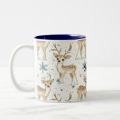 Tasse 2 Couleurs Douces Flocons de Noël Bleus de Cerf (Gauche)