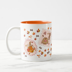 Tasse 2 Couleurs Douille Citrouille d'automne et Feuille à deux ton