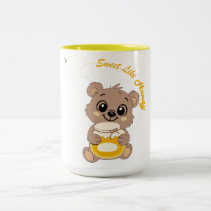 Tasse 2 Couleurs Doux comme un ours kawaii tenant du miel Ja
