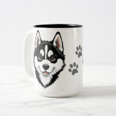Tasse 2 Couleurs Doux Husky chiot sibérien (Devant gauche)