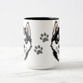Tasse 2 Couleurs Doux Husky chiot sibérien (Centre)