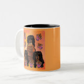 Tasse 2 Couleurs Doxies noires à long Haired (Devant gauche)