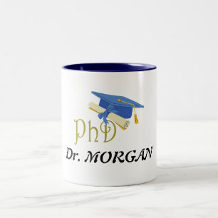 Tasse 2 Couleurs Dr. (Votre nom) Fêtes de fin d'études supérieures