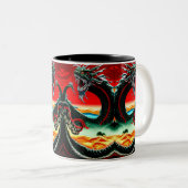 TASSE 2 COULEURS DRAGON ASIATIQUE JETER UN COUP D'OEIL (Devant droit)