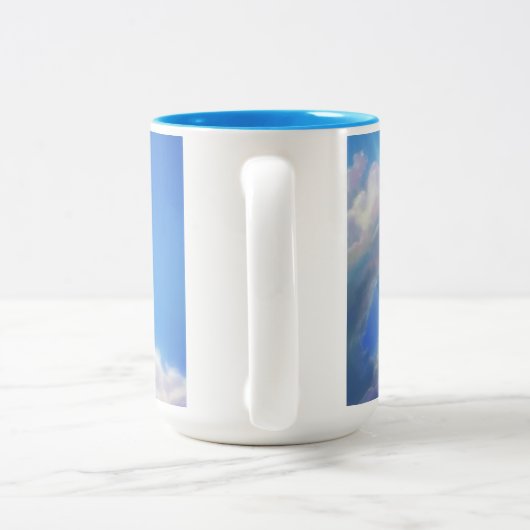 Tasse 2 Couleurs Dragon Bleu Volant dans les Cieux  (Poignée)