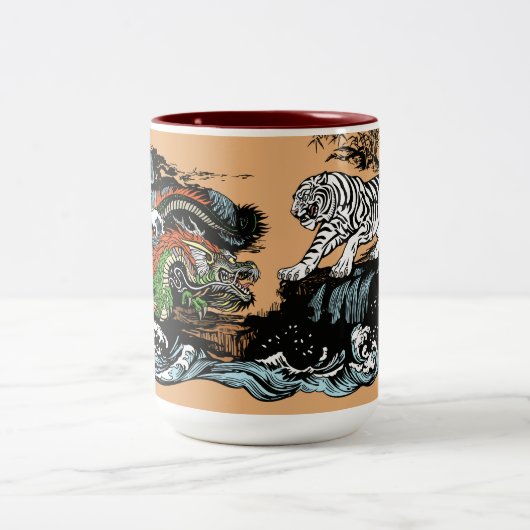 Tasse 2 Couleurs Dragon chinois contre Tigre blanc (Centre)