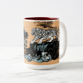 Tasse 2 Couleurs Dragon chinois contre Tigre blanc (Devant droit)