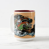Tasse 2 Couleurs Dragon chinois contre Tigre blanc (Devant gauche)