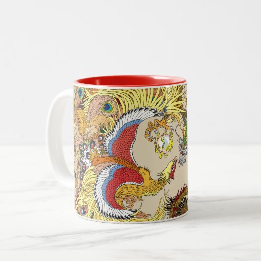 Tasse 2 Couleurs Dragon chinois et phoenix (Devant gauche)