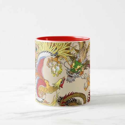 Tasse 2 Couleurs Dragon chinois et phoenix (Centre)