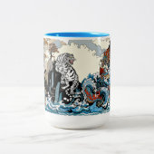 Tasse 2 Couleurs Dragon d'azur et Tigre blanc. Illustration (Centre)