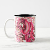 Tasse 2 Couleurs Dragon de fleurs roses (Gauche)