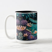 Tasse 2 Couleurs Dragonfly dans un jardin fleuri la nuit (Gauche)