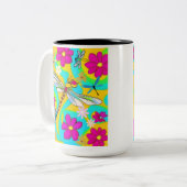 Tasse 2 Couleurs DragonFly & Flowers (Devant gauche)