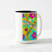 Tasse 2 Couleurs DragonFly & Flowers (Devant droit)