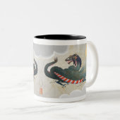 Tasse 2 Couleurs Dragons japonais jumeaux 11oz (Devant droit)
