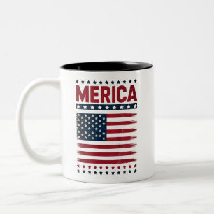 Tasse 2 Couleurs Drapeau Américain 4 juillet Merica