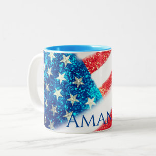 Tasse 2 Couleurs Drapeau américain 4 juillet personnalisé