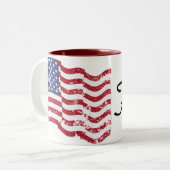 Tasse 2 Couleurs Drapeau américain - Liberté ! -usagé (Devant gauche)
