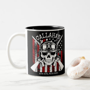 Tasse 2 Couleurs Drapeau américain Skull Soldat de nom personnalisé