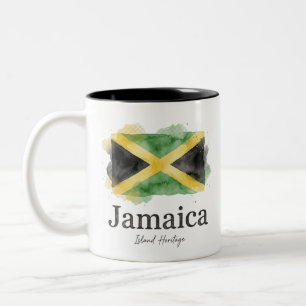 Tasse 2 Couleurs Drapeau aquarelle de Jamaïque Patrimoine caribée