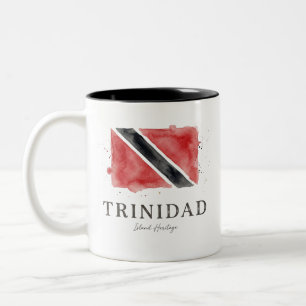 Tasse 2 Couleurs Drapeau aquarelle de Trinité Patrimoine caribéen