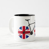Tasse 2 Couleurs Drapeau britannique à vélo (Devant gauche)