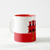 Tasse 2 Couleurs Drapeau de Gibraltar (Devant gauche)