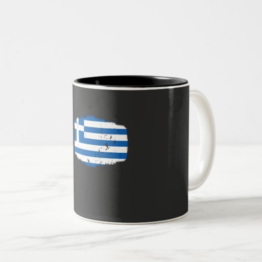 Tasse 2 Couleurs Drapeau de la Grèce (Devant droit)