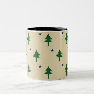 Tasse 2 Couleurs Drapeau de l'État du Maine avec pin et étoile 1901