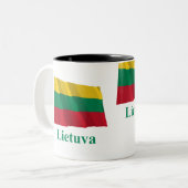 Tasse 2 Couleurs Drapeau de ondulation de la Lithuanie avec le nom (Devant gauche)