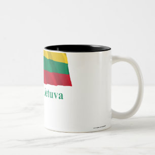 Tasse 2 Couleurs Drapeau de ondulation de la Lithuanie avec le nom