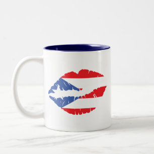 Tasse 2 Couleurs Drapeau de Porto Rico sur les lèvres