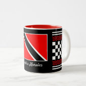 Tasse 2 Couleurs Drapeau de Trinité-et-Tobago avec votre nom sur (Devant droit)
