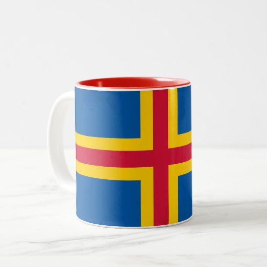 Tasse 2 Couleurs Drapeau des îles Åland patriotiques (Devant gauche)