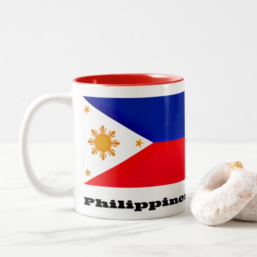 Tasse 2 Couleurs Drapeau des Philippines, archipel, (Avec donut)