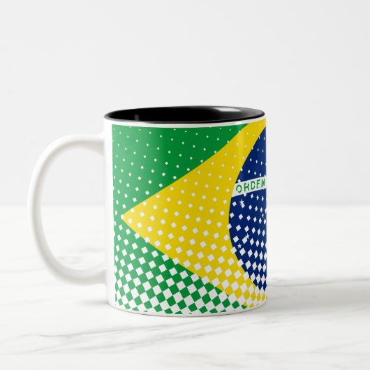 Tasse 2 Couleurs Drapeau Du Brésil Avec Effet Halftone (Gauche)