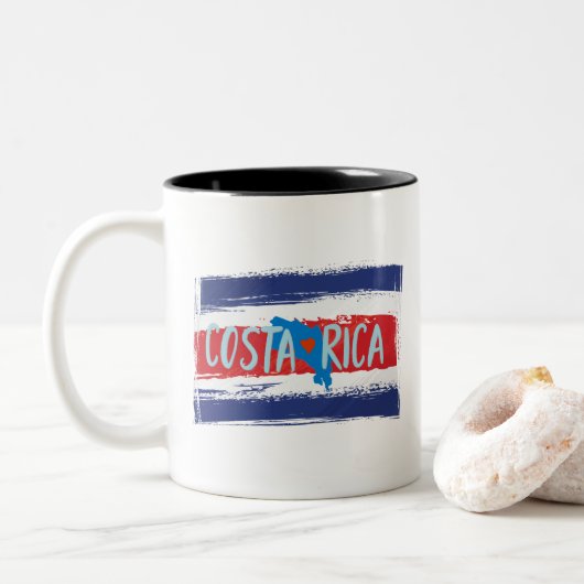 Tasse 2 Couleurs Drapeau du Costa Rica (Avec donut)