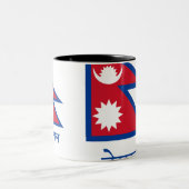 Tasse 2 Couleurs Drapeau du Népal avec le nom dans le Nepali (Centre)