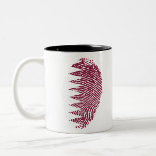 Tasse 2 Couleurs Drapeau du Qatar empreintes digitales Identité du