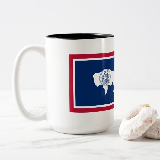 Tasse 2 Couleurs Drapeau du Wyoming (Avec donut)