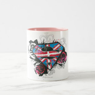 Tasse 2 Couleurs Drapeau et roses britanniques de Supergirl