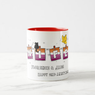 Tasse 2 Couleurs Drapeau lesbien Sunset Femme Joyeux Anniversaire