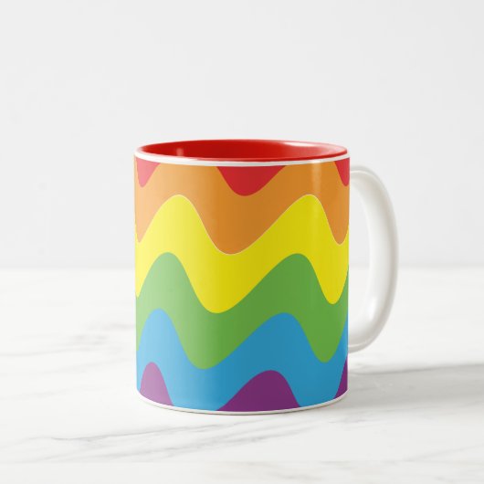 Tasse 2 Couleurs Drapeau LGBT dans la vague (Devant droit)